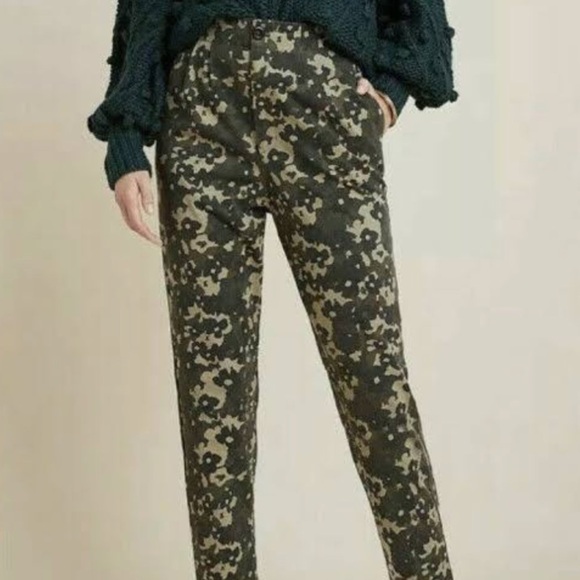Anthropologie Amadi Camo Floral High Waisted Trousers - Picture 8 of 16